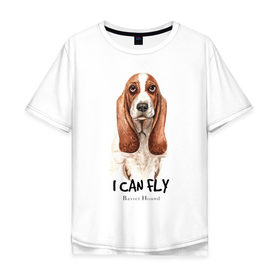 Мужская футболка хлопок Oversize с принтом Бассет-хаунд в Санкт-Петербурге, 100% хлопок | свободный крой, круглый ворот, “спинка” длиннее передней части | Тематика изображения на принте: dog | бассет | бассет хаунд | собака | собаки | хаунд