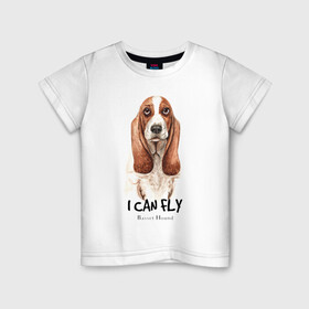 Детская футболка хлопок с принтом Бассет-хаунд в Санкт-Петербурге, 100% хлопок | круглый вырез горловины, полуприлегающий силуэт, длина до линии бедер | Тематика изображения на принте: dog | бассет | бассет хаунд | собака | собаки | хаунд