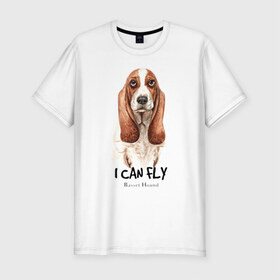 Мужская футболка хлопок Slim с принтом Бассет-хаунд в Санкт-Петербурге, 92% хлопок, 8% лайкра | приталенный силуэт, круглый вырез ворота, длина до линии бедра, короткий рукав | Тематика изображения на принте: dog | бассет | бассет хаунд | собака | собаки | хаунд