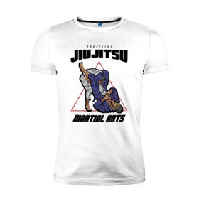 Мужская футболка премиум с принтом Джиу-джитсу в Санкт-Петербурге, 92% хлопок, 8% лайкра | приталенный силуэт, круглый вырез ворота, длина до линии бедра, короткий рукав | Тематика изображения на принте: jiu jitsu | джиу джитсу | джиу джицу