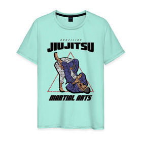 Мужская футболка хлопок с принтом Джиу-джитсу в Санкт-Петербурге, 100% хлопок | прямой крой, круглый вырез горловины, длина до линии бедер, слегка спущенное плечо. | Тематика изображения на принте: jiu jitsu | джиу джитсу | джиу джицу