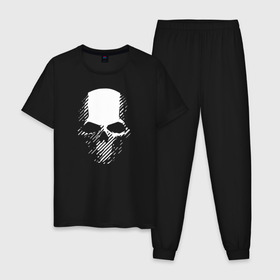 Мужская пижама хлопок с принтом GHOST RECON в Санкт-Петербурге, 100% хлопок | брюки и футболка прямого кроя, без карманов, на брюках мягкая резинка на поясе и по низу штанин
 | bones | breakpoint | ghost | ghost recon | ghost recon breakpoint | logo | mask | skell technology | skull | tom clancys | tom clancys ghost recon breakpoint | wildlands | лого | маска | призрак | череп