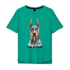 Мужская футболка хлопок Oversize с принтом Доберман в Санкт-Петербурге, 100% хлопок | свободный крой, круглый ворот, “спинка” длиннее передней части | doberman | доберман | пинчер | собака | собаки