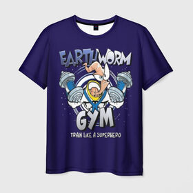 Мужская футболка 3D с принтом Earth Worm Gym в Санкт-Петербурге, 100% полиэфир | прямой крой, круглый вырез горловины, длина до линии бедер | bodybuilding | diet | exercise | fitness | gym | heath | motivation | muscle | phil | training | workout | бодибилдинг | мотивация | спорт | трансформация | фитнес | эстетичный
