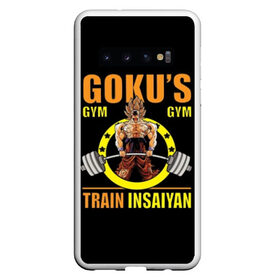 Чехол для Samsung Galaxy S10 с принтом GOKU GYM в Санкт-Петербурге, Силикон | Область печати: задняя сторона чехла, без боковых панелей | bodybuilding | diet | exercise | fitness | gym | heath | motivation | muscle | phil | training | workout | бодибилдинг | мотивация | спорт | трансформация | фитнес | эстетичный