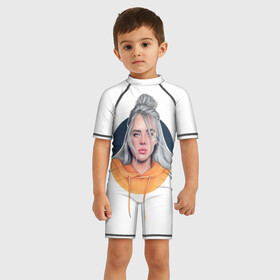 Детский купальный костюм 3D с принтом Billie Eilish art 1 в Санкт-Петербурге, Полиэстер 85%, Спандекс 15% | застежка на молнии на спине | art | billie | billie eilish | eilish | music | pop | trend | арт | билли айлиш | музыка | тренд