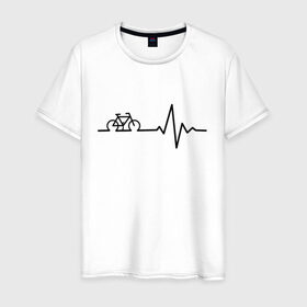 Мужская футболка хлопок с принтом Велоспорт 1 в Санкт-Петербурге, 100% хлопок | прямой крой, круглый вырез горловины, длина до линии бедер, слегка спущенное плечо. | велосипед | велоспорт | кардио