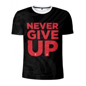 Мужская футболка 3D спортивная с принтом Never Give UP 4-0 в Санкт-Петербурге, 100% полиэстер с улучшенными характеристиками | приталенный силуэт, круглая горловина, широкие плечи, сужается к линии бедра | liverpool | never give up | salah | ливерпуль | салах | футболка салаха