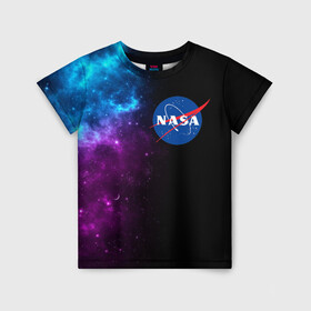 Детская футболка 3D с принтом NASA (SPACE) 4.2 в Санкт-Петербурге, 100% гипоаллергенный полиэфир | прямой крой, круглый вырез горловины, длина до линии бедер, чуть спущенное плечо, ткань немного тянется | Тематика изображения на принте: nasa | paint | space | звезды | космос | краска | наса | черная дыра