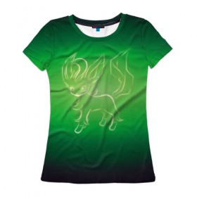 Женская футболка 3D с принтом Green Fox в Санкт-Петербурге, 100% полиэфир ( синтетическое хлопкоподобное полотно) | прямой крой, круглый вырез горловины, длина до линии бедер | detective pikachu | pikachu | pokeball | pokemon | детектив пикачу | пикачу | покебол | покемон
