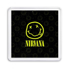 Магнит 55*55 с принтом Nirvana 1 в Санкт-Петербурге, Пластик | Размер: 65*65 мм; Размер печати: 55*55 мм | cobain | kurt | kurt cobain | nirvana | rock | smile | гитара | кобейн | курт | курт кобейн | нирвана | рок