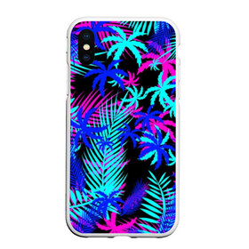 Чехол для iPhone XS Max матовый с принтом НЕОНОВЫЕ ТРОПИКИ TROPICAL NEON в Санкт-Петербурге, Силикон | Область печати: задняя сторона чехла, без боковых панелей | Тематика изображения на принте: hotline miami | neon | new retro wave | outrun | outrun electro | paints | palmen | rainbow | retro | retrowave | summer | synth | synthwave | tropical | брызги | брызги красок | звёзды | космос | краски | лето | неон | пальмы | радуга | 