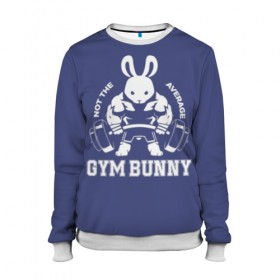 Женский свитшот 3D с принтом GYM BUNNY в Санкт-Петербурге, 100% полиэстер с мягким внутренним слоем | круглый вырез горловины, мягкая резинка на манжетах и поясе, свободная посадка по фигуре | bodybuilding | diet | exercise | fitness | gym | heath | motivation | muscle | phil | training | workout | бодибилдинг | мотивация | спорт | трансформация | фитнес | эстетичный