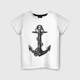 Детская футболка хлопок с принтом ВМФ в Санкт-Петербурге, 100% хлопок | круглый вырез горловины, полуприлегающий силуэт, длина до линии бедер | армия | вмф | военно морской флот | море | морская пехота | моряк | моряки | морячок | солдаты | якорь