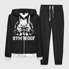 Мужской костюм 3D с принтом GYM WOOF в Санкт-Петербурге, 100% полиэстер | Манжеты и пояс оформлены тканевой резинкой, двухслойный капюшон со шнурком для регулировки, карманы спереди | bodybuilding | diet | exercise | fitness | gym | heath | motivation | muscle | phil | training | workout | бодибилдинг | мотивация | спорт | трансформация | фитнес | эстетичный