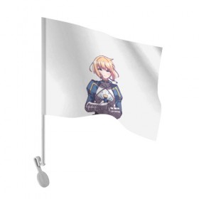 Флаг для автомобиля с принтом Девушка рыцарь в Санкт-Петербурге, 100% полиэстер | Размер: 30*21 см | fate | saber | артур | блондинка | девушка | девушка в доспехах | меч | рыцарь | сейбер | фейт