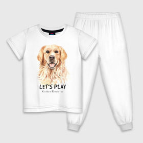 Детская пижама хлопок с принтом Золотистый ретривер в Санкт-Петербурге, 100% хлопок |  брюки и футболка прямого кроя, без карманов, на брюках мягкая резинка на поясе и по низу штанин
 | golden retriever | золотистый ретривер | ретривер | собака | собаки