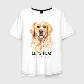 Мужская футболка хлопок Oversize с принтом Золотистый ретривер в Санкт-Петербурге, 100% хлопок | свободный крой, круглый ворот, “спинка” длиннее передней части | golden retriever | золотистый ретривер | ретривер | собака | собаки