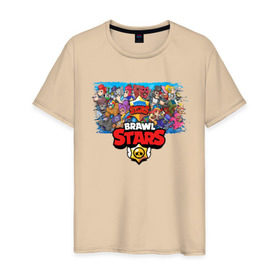 Мужская футболка хлопок с принтом BRAWL STARS в Санкт-Петербурге, 100% хлопок | прямой крой, круглый вырез горловины, длина до линии бедер, слегка спущенное плечо. | android | brawl stars | games | mobile game | stars | игры | мобильные игры
