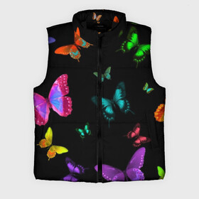 Мужской жилет утепленный 3D с принтом Ночные Бабочки в Санкт-Петербурге,  |  | butterfly | бабочка | бабочки | биология | животные | краски | крылья | насекомые | ночь | разноцветные | черный | яркие