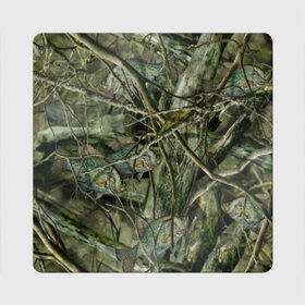Магнит виниловый Квадрат с принтом Лесной камуфляж в Санкт-Петербурге, полимерный материал с магнитным слоем | размер 9*9 см, закругленные углы | Тематика изображения на принте: камуфляж | лесной камуфляж