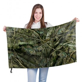 Флаг 3D с принтом Лесной камуфляж в Санкт-Петербурге, 100% полиэстер | плотность ткани — 95 г/м2, размер — 67 х 109 см. Принт наносится с одной стороны | камуфляж | лесной камуфляж