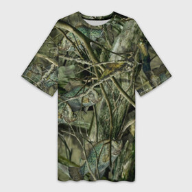 Платье-футболка 3D с принтом Лесной камуфляж в Санкт-Петербурге,  |  | камуфляж | лесной камуфляж