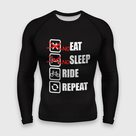 Мужской рашгард 3D с принтом Ride black в Санкт-Петербурге,  |  | bicycle | bike | cycle | eat | eat sleep | eat sleep repeat | eat sleep ride | eat sleep ride repeat | ride | sleep | вело | велосипед | есть | катать | повторить | спать