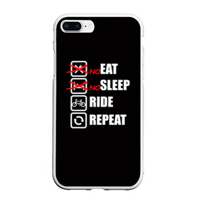 Чехол для iPhone 7Plus/8 Plus матовый с принтом Ride black в Санкт-Петербурге, Силикон | Область печати: задняя сторона чехла, без боковых панелей | bicycle | bike | cycle | eat | eat sleep | eat sleep repeat | eat sleep ride | eat sleep ride repeat | ride | sleep | вело | велосипед | есть | катать | повторить | спать