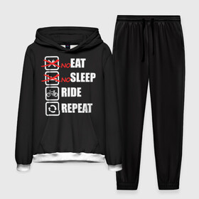 Мужской костюм 3D (с толстовкой) с принтом Ride black в Санкт-Петербурге,  |  | bicycle | bike | cycle | eat | eat sleep | eat sleep repeat | eat sleep ride | eat sleep ride repeat | ride | sleep | вело | велосипед | есть | катать | повторить | спать