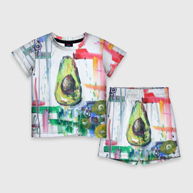 Детский костюм с шортами 3D с принтом Авокадо авангард в Санкт-Петербурге,  |  | Тематика изображения на принте: авокадо | веган | девушкам | здоровое питание | здоровье | люблю авокадо | овощи | пп | стильно | сыроед | фрукты