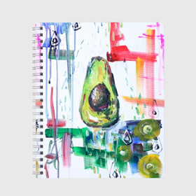 Тетрадь с принтом Авокадо авангард в Санкт-Петербурге, 100% бумага | 48 листов, плотность листов — 60 г/м2, плотность картонной обложки — 250 г/м2. Листы скреплены сбоку удобной пружинной спиралью. Уголки страниц и обложки скругленные. Цвет линий — светло-серый
 | Тематика изображения на принте: авокадо | веган | девушкам | здоровое питание | здоровье | люблю авокадо | овощи | пп | стильно | сыроед | фрукты
