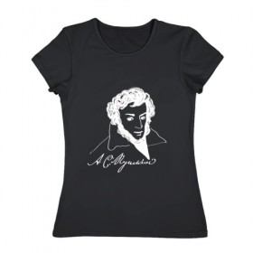 Женская футболка хлопок с принтом А. С. Пушкин в Санкт-Петербурге, 100% хлопок | прямой крой, круглый вырез горловины, длина до линии бедер, слегка спущенное плечо | 