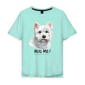 Мужская футболка хлопок Oversize с принтом Вест-хайленд-уайт-терьер в Санкт-Петербурге, 100% хлопок | свободный крой, круглый ворот, “спинка” длиннее передней части | dog | highland | terrier | west | white | вест | собака | собаки | терьер | уайт | хайленд