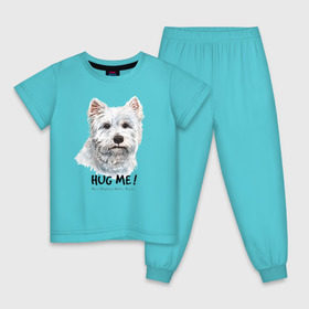 Детская пижама хлопок с принтом Вест-хайленд-уайт-терьер в Санкт-Петербурге, 100% хлопок |  брюки и футболка прямого кроя, без карманов, на брюках мягкая резинка на поясе и по низу штанин
 | dog | highland | terrier | west | white | вест | собака | собаки | терьер | уайт | хайленд