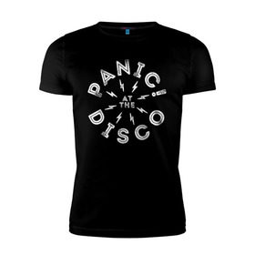 Мужская футболка премиум с принтом Panic! At the Disco в Санкт-Петербурге, 92% хлопок, 8% лайкра | приталенный силуэт, круглый вырез ворота, длина до линии бедра, короткий рукав | panic | panic at the disco | patd | группа | музыка | райан росс | рок
