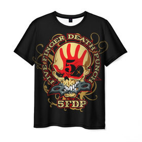 Мужская футболка 3D с принтом Five Finger Death Punch в Санкт-Петербурге, 100% полиэфир | прямой крой, круглый вырез горловины, длина до линии бедер | 5fdp | ffdp | five finger death punch | metal | альтернатива | группы | метал | музыка | хеви метал