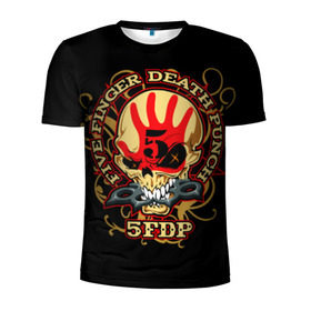 Мужская футболка 3D спортивная с принтом Five Finger Death Punch в Санкт-Петербурге, 100% полиэстер с улучшенными характеристиками | приталенный силуэт, круглая горловина, широкие плечи, сужается к линии бедра | 5fdp | ffdp | five finger death punch | metal | альтернатива | группы | метал | музыка | хеви метал