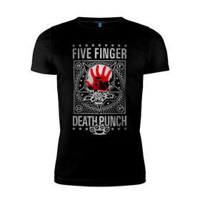 Мужская футболка премиум с принтом Five Finger Death Punch в Санкт-Петербурге, 92% хлопок, 8% лайкра | приталенный силуэт, круглый вырез ворота, длина до линии бедра, короткий рукав | 5fdp | ffdp | five finger death punch | metal | альтернатива | группы | метал | музыка | хеви метал