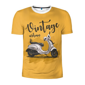 Мужская футболка 3D спортивная с принтом Винтажный скутер в Санкт-Петербурге, 100% полиэстер с улучшенными характеристиками | приталенный силуэт, круглая горловина, широкие плечи, сужается к линии бедра | background | black | city | color | cool | gray | mope | motorcycle | retro | scooter | style | technique | urban | vintage | white | yellow | белый | винтаж | город | городской | двухколёсный | желтый | мопед | мотороллер | мотоцикл | прикольно | ретро |