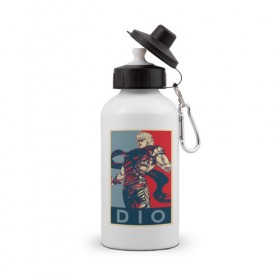 Бутылка спортивная с принтом Дио Брандо в Санкт-Петербурге, металл | емкость — 500 мл, в комплекте две пластиковые крышки и карабин для крепления | Тематика изображения на принте: anime | dio | jojo | manga | аниме | джоджо | дио брандо | манга