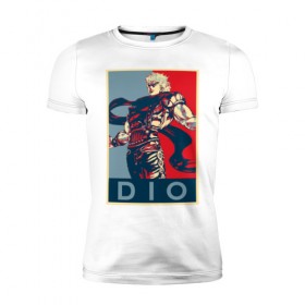 Мужская футболка премиум с принтом Дио Брандо в Санкт-Петербурге, 92% хлопок, 8% лайкра | приталенный силуэт, круглый вырез ворота, длина до линии бедра, короткий рукав | anime | dio | jojo | manga | аниме | джоджо | дио брандо | манга