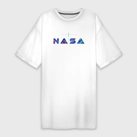 Платье-футболка хлопок с принтом Nasa в Санкт-Петербурге,  |  | nasa | space | trend | галактика | земля | илон | картинка | картинки | космонавт | космонавтика | космос | луна | маск | мода | надпись | наса | планета | планеты | ракета | система | тренды