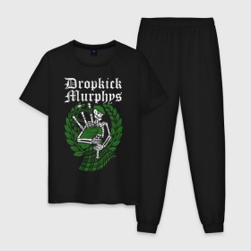 Мужская пижама хлопок с принтом Dropkick Murphys в Санкт-Петербурге, 100% хлопок | брюки и футболка прямого кроя, без карманов, на брюках мягкая резинка на поясе и по низу штанин
 | celtic punk | dropkick murphys | hardcore | oi | punk | группы | кельтский панк | музыка | панк | рок | стрит панк | фолк панк