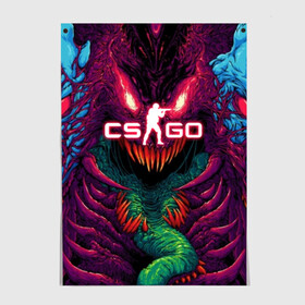 Постер с принтом CS GO Hyper Beast в Санкт-Петербурге, 100% бумага
 | бумага, плотность 150 мг. Матовая, но за счет высокого коэффициента гладкости имеет небольшой блеск и дает на свету блики, но в отличии от глянцевой бумаги не покрыта лаком | 2019 | computer game | counter strike | cs | cs go | csgo | dota | dota2 | game | howl | hyperbeast | warning | автомат | вой | го | игрок | компьютерная игра | контр страйк | контра | кс | оружие | турнир