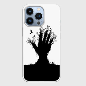 Чехол для iPhone 13 Pro с принтом Дерево в Санкт-Петербурге,  |  | bird | branches | ground | hand | leafs | tree | ветки | дерево | земля | листья | птица | рука