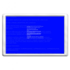 Магнит 45*70 с принтом СИНИЙ ЭКРАН СМЕРТИ в Санкт-Петербурге, Пластик | Размер: 78*52 мм; Размер печати: 70*45 | anonymus | blue death screen | cod | hack | hacker | it | program | texture | айти | аноним | анонимус | взлом | код | кодинг | программа | программист | текстура | хак | хакер
