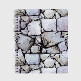 Тетрадь с принтом Камни в Санкт-Петербурге, 100% бумага | 48 листов, плотность листов — 60 г/м2, плотность картонной обложки — 250 г/м2. Листы скреплены сбоку удобной пружинной спиралью. Уголки страниц и обложки скругленные. Цвет линий — светло-серый
 | asphalt | boulder | composition | covering | drawing | gray | nature | stone | wall | асфальт | валун | камень | композиция | покрытие | природа | рисунок | серый | стена