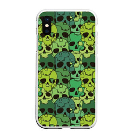Чехол для iPhone XS Max матовый с принтом Зеленые черепа в Санкт-Петербурге, Силикон | Область печати: задняя сторона чехла, без боковых панелей | anger | black | death | drawing | green | horror | illustration | lime | look | marsh | scary | skull | terrible | болотный | взгляд | зеленый | злость | иллюстрация | рисунок | салатовый | страшный | ужас | ужасный | черепа | черный