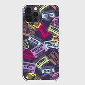 Чехол для iPhone 12 Pro Max с принтом Разноцветные кассеты в Санкт-Петербурге, Силикон |  | audio | drawing | green | mauve | multicolored | music | purple | retro | turquoise | vintage | yellow | аудио | бирюза | винтаж | желтый | зеленый | кассета | лиловый | музыка | разноцветные | ретро | рисунок | фиолетовый